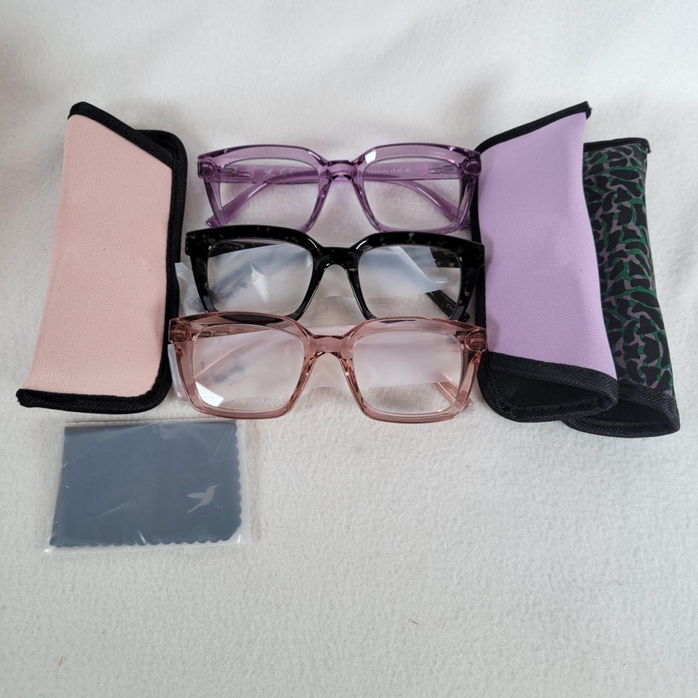 Hummingbird Womens Reading Glasses Santa Fe Auto-Tint Blue Light +3.50 62mm Pink